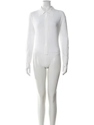 Pre-owned Norma Kamali Long Sleeve Bodysuit In White