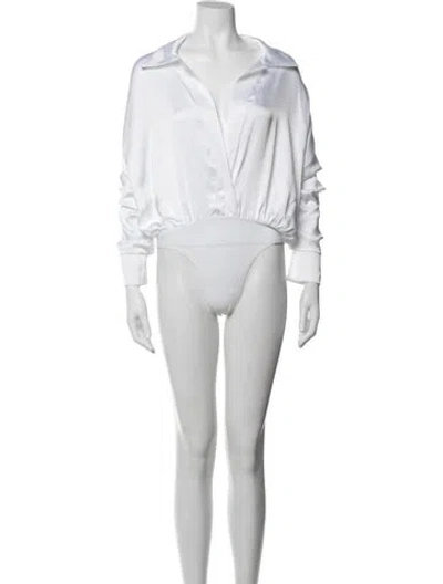 Pre-owned Norma Kamali Long Sleeve Bodysuit In White