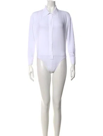 Pre-owned Norma Kamali Long Sleeve Bodysuit In White