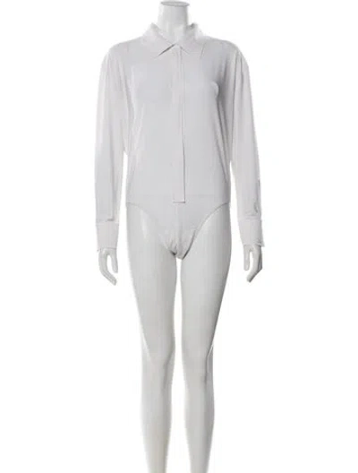 Pre-owned Norma Kamali Long Sleeve Bodysuit In White