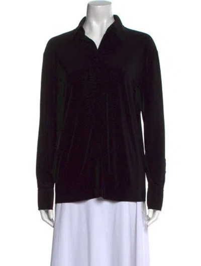 Pre-owned Norma Kamali Long Sleeve Button-up Top In Black