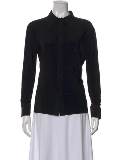 Pre-owned Norma Kamali Long Sleeve Button-up Top In Black