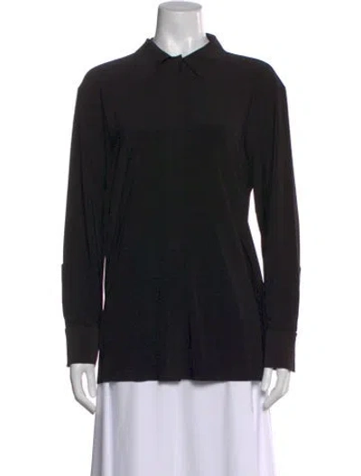 Pre-owned Norma Kamali Long Sleeve Button-up Top W/ Tags In Black