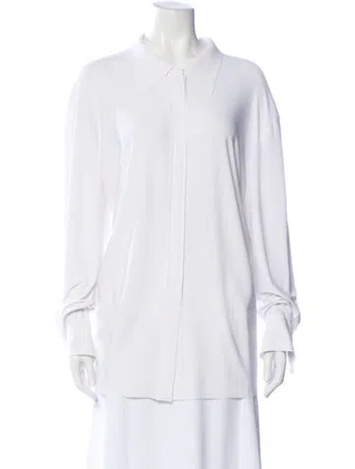 Pre-owned Norma Kamali Long Sleeve Button-up Top In White
