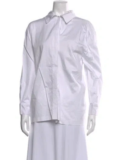 Pre-owned Norma Kamali Long Sleeve Button-up Top In White
