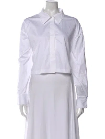 Pre-owned Norma Kamali Long Sleeve Button-up Top In White