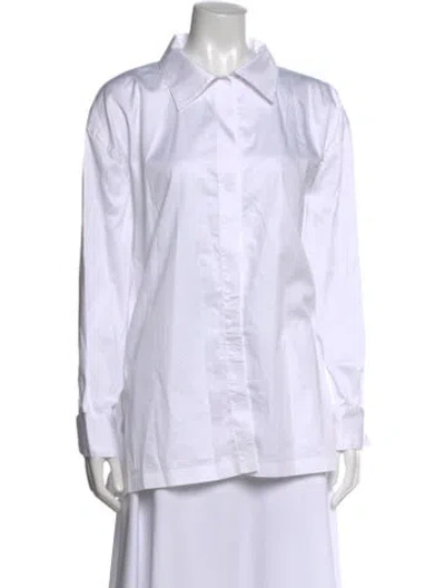Pre-owned Norma Kamali Long Sleeve Button-up Top In White