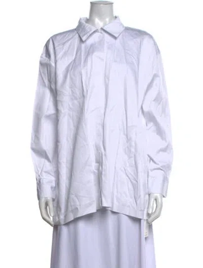 Pre-owned Norma Kamali Long Sleeve Button-up Top In White
