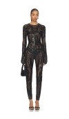Norma Kamali Long Sleeve Crew Neck Catsuit In Black