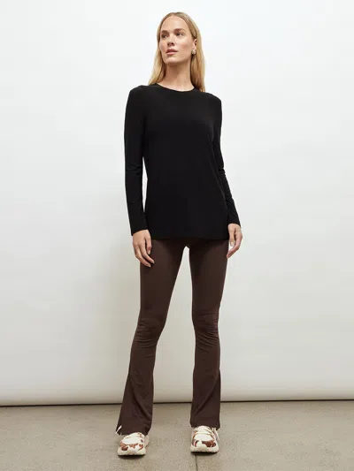 Norma Kamali Long Sleeve Crew Top In Black