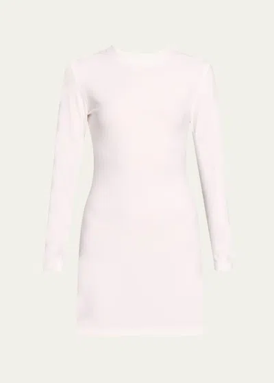 Norma Kamali Long-sleeve Crewneck Mini Dress In Snow White