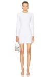 Norma Kamali Long-sleeve Crewneck Mini Dress In Snow White