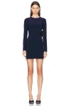 Norma Kamali Long Sleeve Crewneck Mini Dress In True Navy