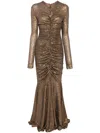 Norma Kamali Shirred Fishtail Gown - Women's - Spandex/elastane/polyester In Brown