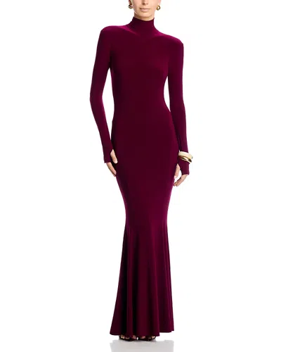 Norma Kamali Long Sleeve Fishtail Gown In Purple