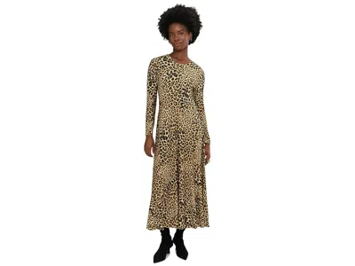 Norma Kamali Long Sleeve Flared Dress In Brown