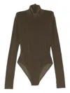 Norma Kamali Long-sleeve High-neck Bodysuit In Green