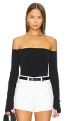 Norma Kamali Long Sleeve Off Shoulder Top In 黑色