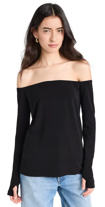 Norma Kamali Long Sleeve Off Shoulder Top Black