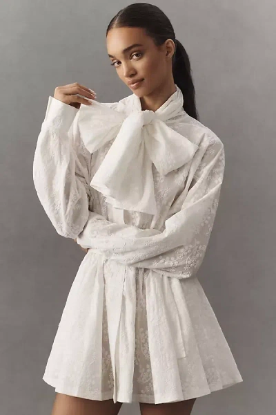 Norma Kamali Super Oversized Shirt Babydoll Mini Dress In White