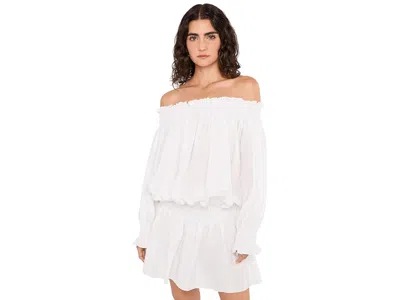 Norma Kamali Long Sleeve Peasant Mini Dress Women's Dress Snow White: Xl (women's 10)