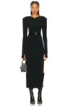 Norma Kamali Long Sleeve Shoulder Pad Side Slit Gown In Black