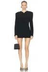 Norma Kamali Long Sleeve Shoulder Pad V Neck Zip Front Jacket In Black