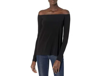 Norma Kamali Long Sleeve Shoulder Top In Black