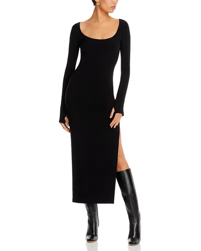 Norma Kamali Long Sleeve Side Slit Gown In Black