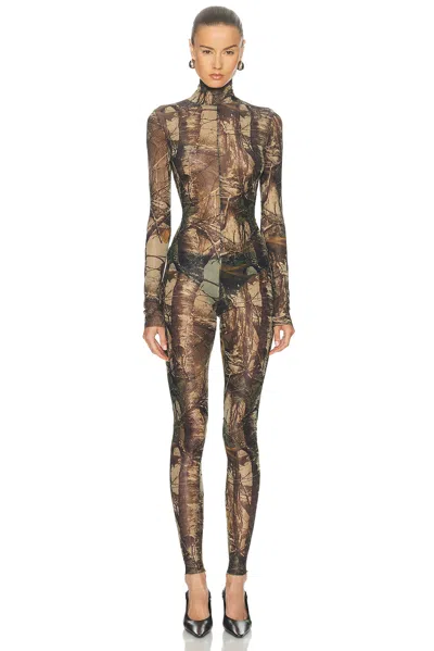 Norma Kamali Long Sleeve Slim Fit Turtleneck Catsuit In Brown