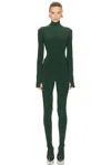 Norma Kamali Long Sleeve Slim Fit Turtleneck Catsuit In Green