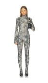 Norma Kamali Long Sleeve Slim Fit Turtleneck Catsuit In Multi