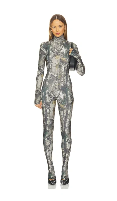 Norma Kamali Long Sleeve Slim Fit Turtleneck Catsuit In Multi
