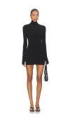 Norma Kamali Long Sleeve Slim Fit Turtleneck Pickleball Dress In Black