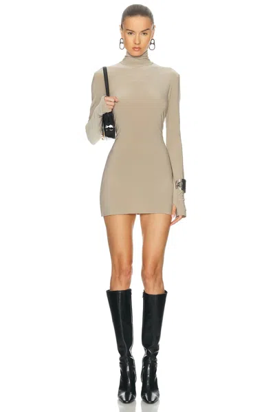 Norma Kamali Long Sleeve Slim Fit Turtleneck Pickleball Dress In Green