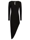 Norma Kamali Asymmetric Draped Jersey Stretch Dress In In Black