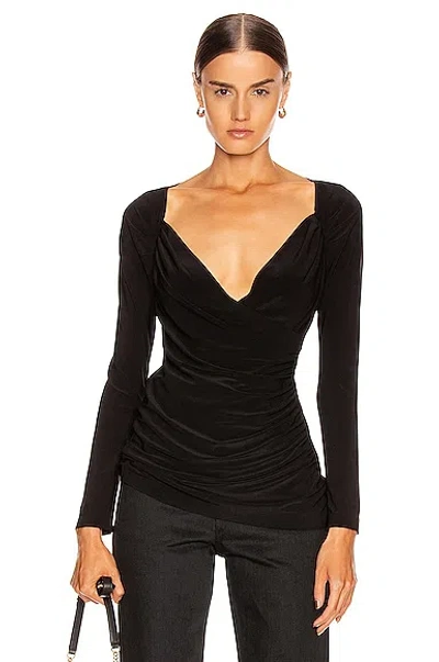Norma Kamali Long Sleeve Sweetheart Blouse In Black