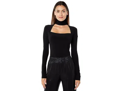 Norma Kamali Long Sleeve Sweetheart Turtle Top In Black