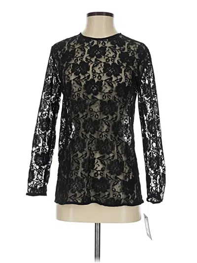 Norma Kamali Long Sleeve Top Black Mock Neckline Tops