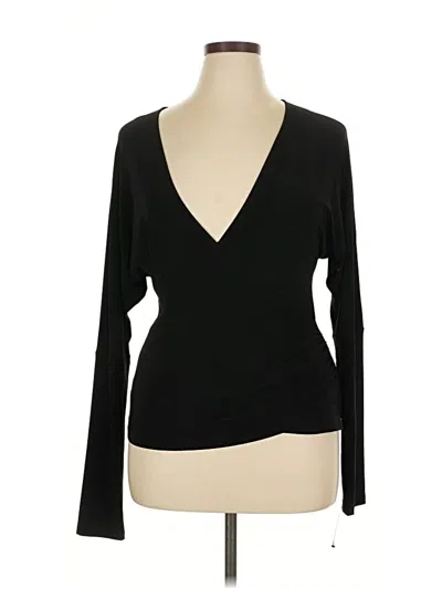 Pre-owned Norma Kamali Long Sleeve Top Black Plunge Neckline Tops