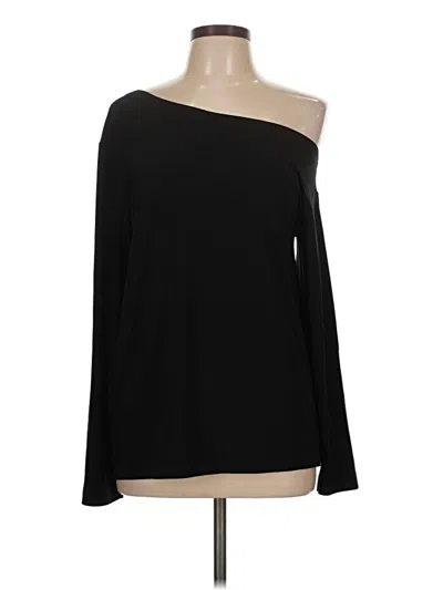 Pre-owned Norma Kamali Long Sleeve Top Black Solid Pattern Boatneck Tops