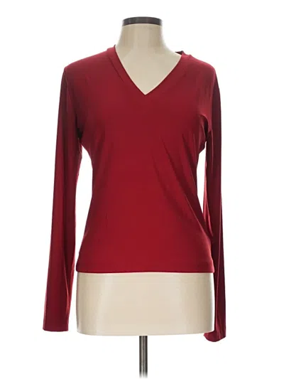 Pre-owned Norma Kamali Long Sleeve Top Burgundy V-neck Tops