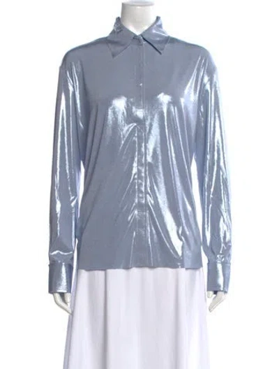 Pre-owned Norma Kamali Long Sleeve Top W/ Tags In Blue
