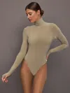 Norma Kamali Long Sleeve Turtle Bodysuit In Burgundy