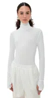 Norma Kamali Long Sleeve Turtle Bodysuit Snow White In White