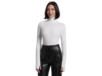 Norma Kamali Long Sleeve Turtle Bodysuit In White