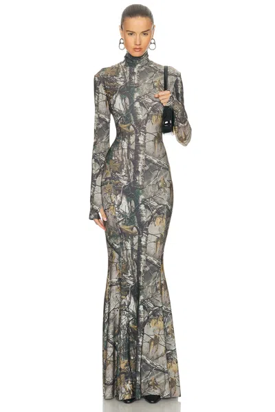 NORMA KAMALI LONG SLEEVE TURTLE FISHNECK GOWN