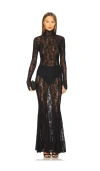Norma Kamali Long Sleeve Turtle Fishtail Gown In 黑色