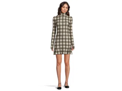 Norma Kamali Long Sleeve Turtle Fishtail Mini Dress In Green