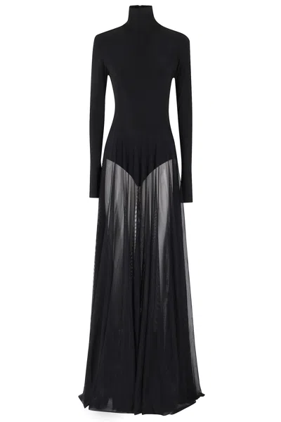 NORMA KAMALI LONG SLEEVE TURTLE NECK FLARED